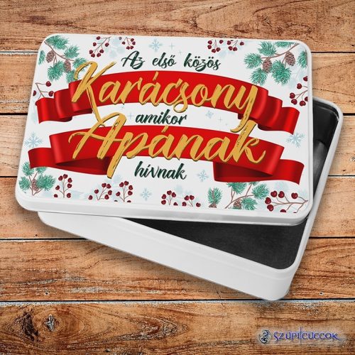 Prvé spoločné Vianoce ako otec kovový sendvičový box (úložný box)