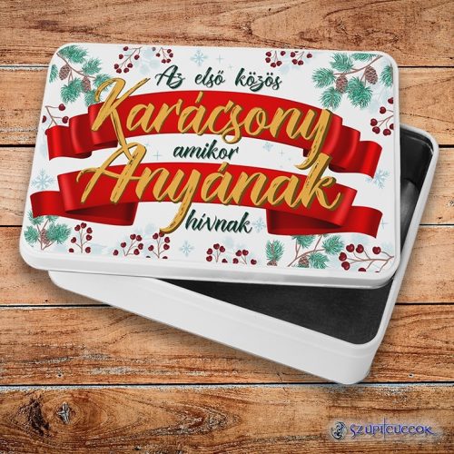 Prvé spoločné Vianoce ako matka kovový sendvičový box (úložný box)