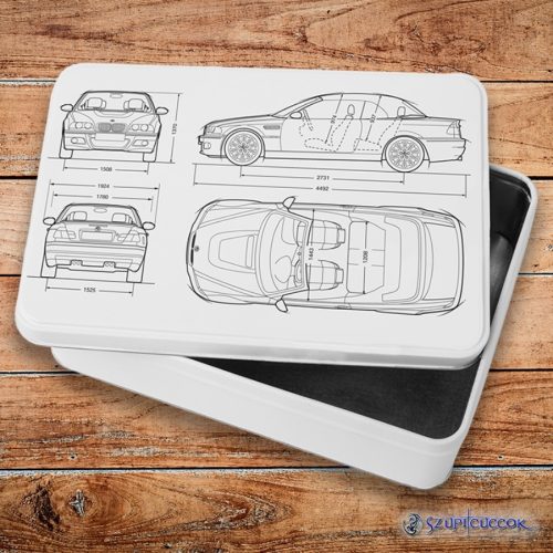 BMW auto parametre kovový sendvičový box (úložný box)